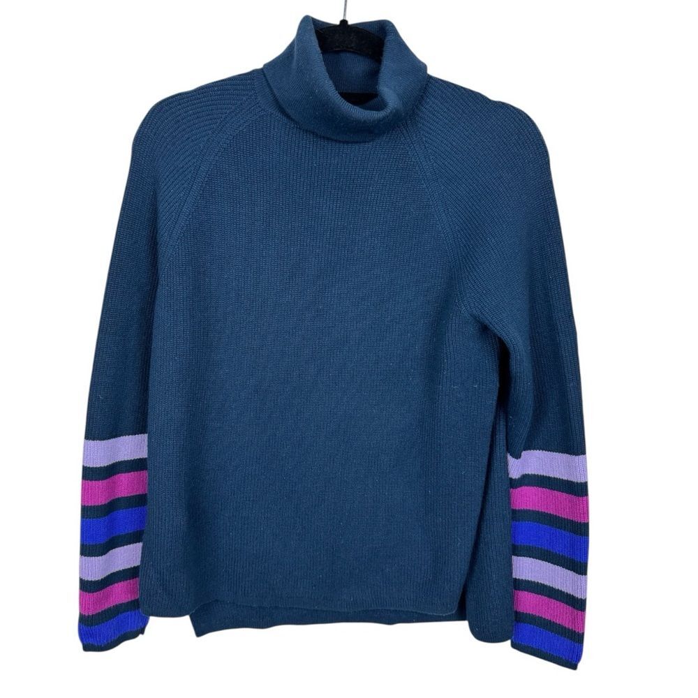 Title Nine Offsite Synergy Turtleneck Sweater Stripe Blue size XS